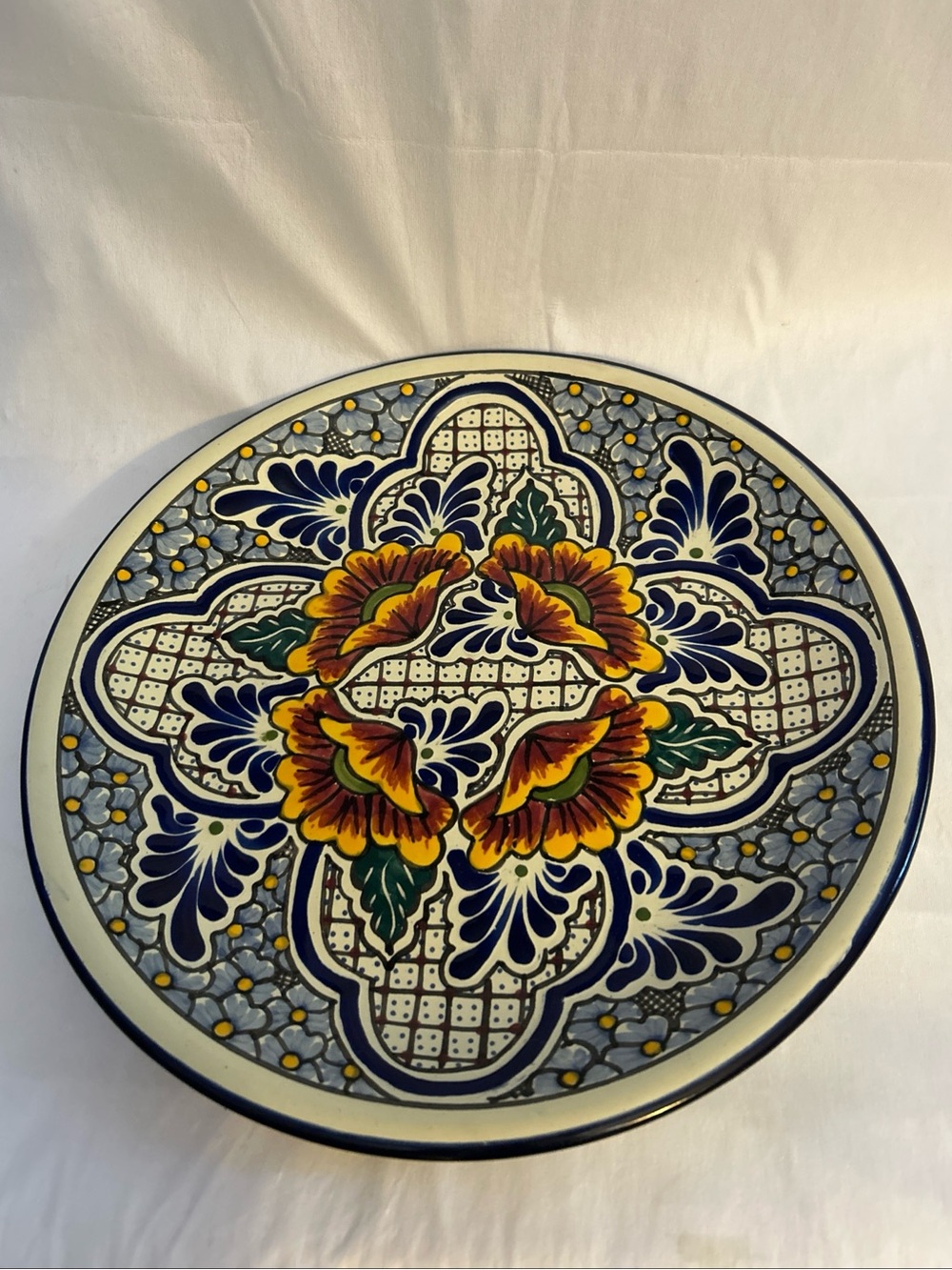 Talavera Dinner Plate 11” Hand Painted Signed By Artist AL. Mexican Pottery